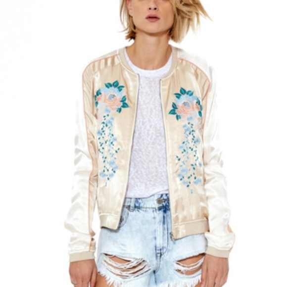 Blank NYC Jackets & Blazers - Blank NYC pink embroidered bomber jacket Xs